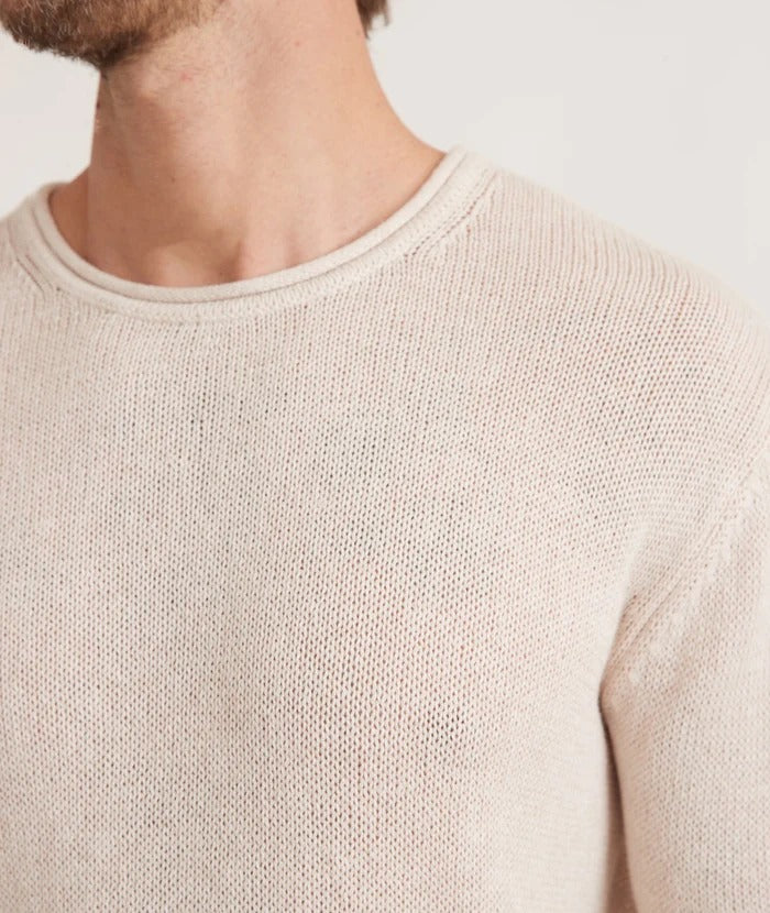 Wholesale,Marine Layer, Marine Layer Oatmeal Sterling Cotton/Linen Roll Neck Sweater, Cream, Large-46-TagL