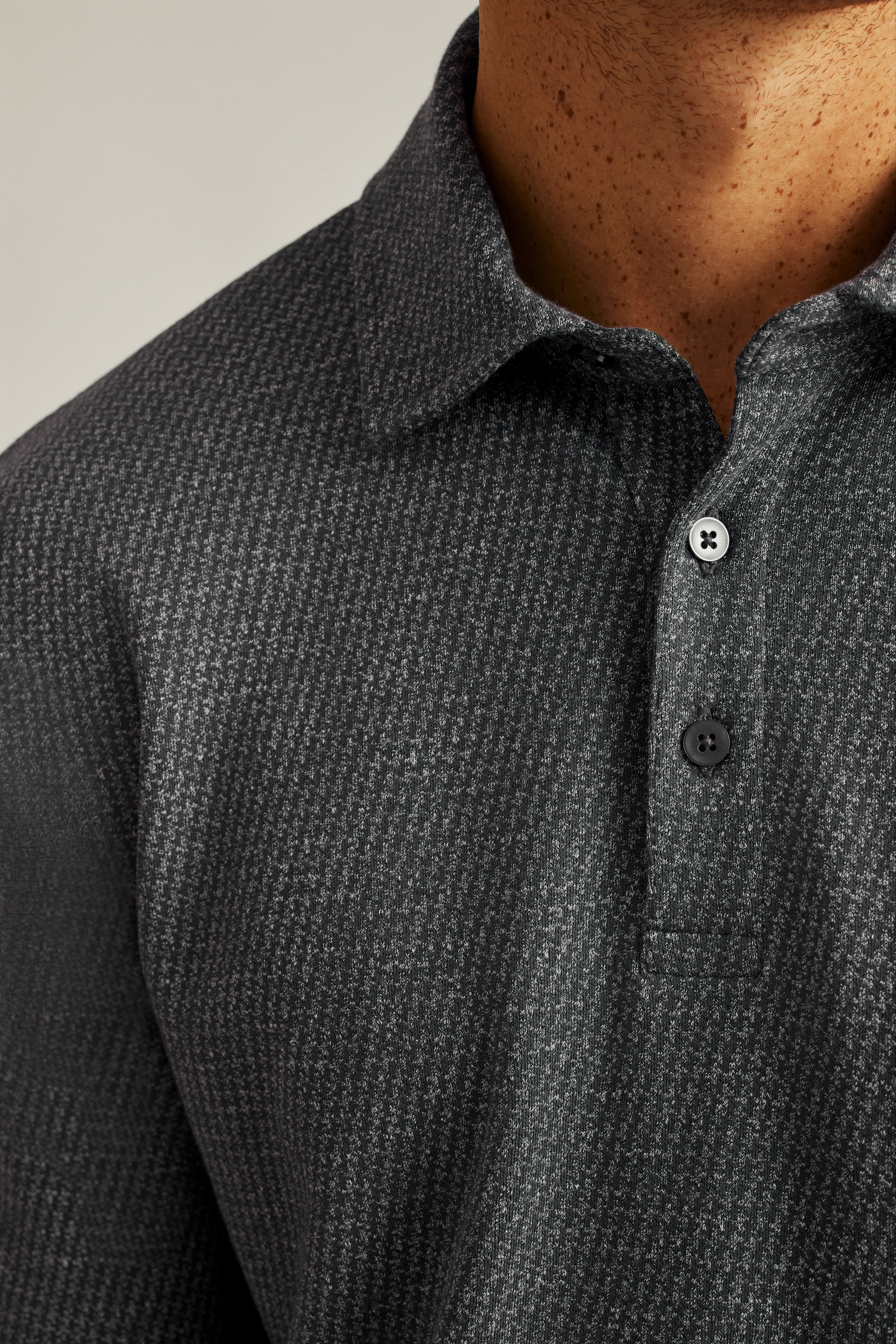 Wholesale,Bonobos, Bonobos Ash Puppytooth Luxe Long Sleeve Polo, Grey, Extra Large-47-TagXL