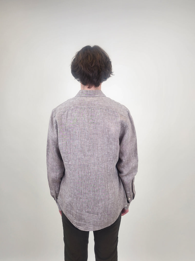 R2 Amsterdam Brown Linen Long Sleeve Shirt