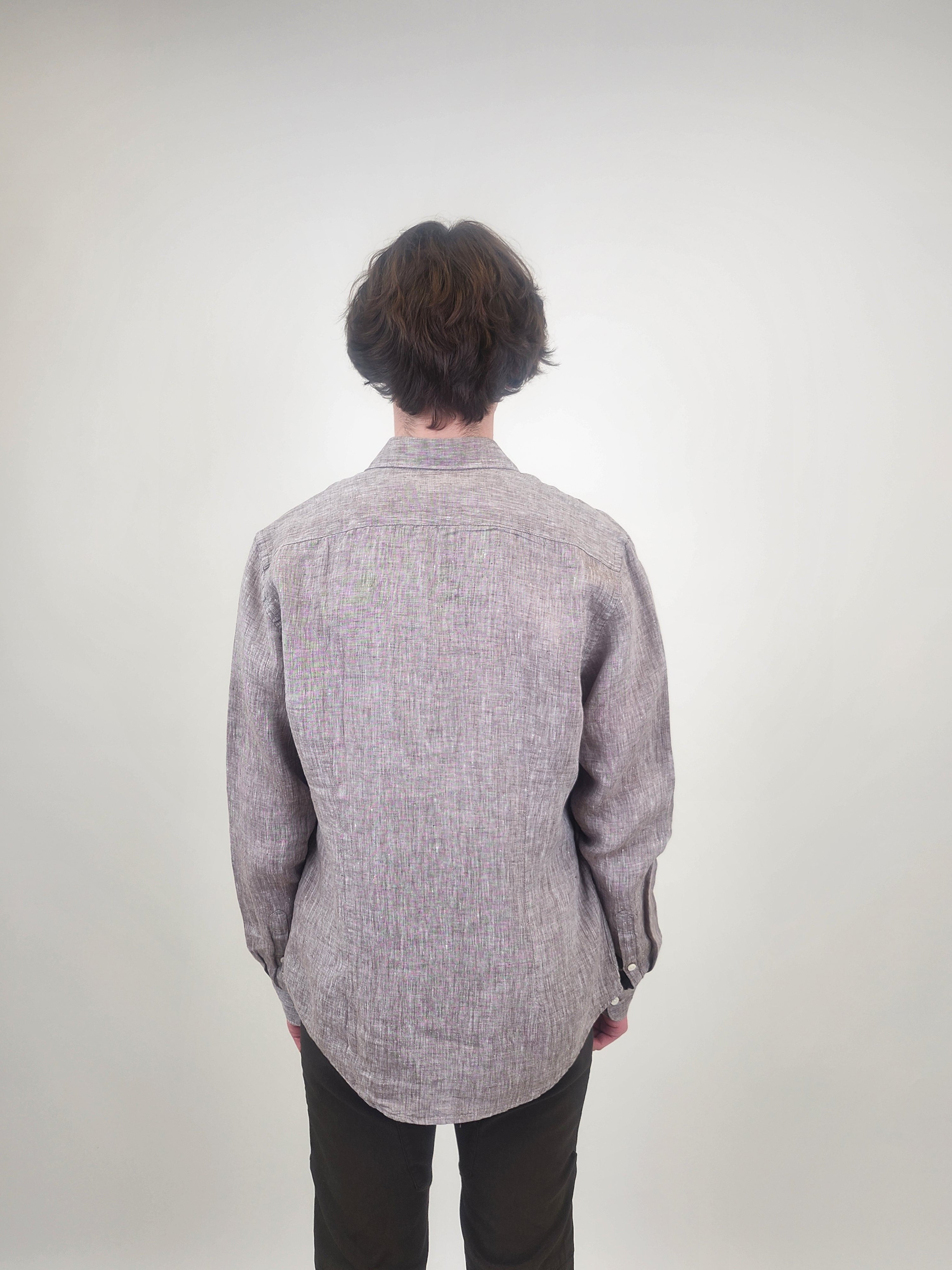 Brand Partner,R2 Amsterdam, R2 Amsterdam Brown Linen Long Sleeve Shirt, Brown, Extra Extra Large-54-TagXXL