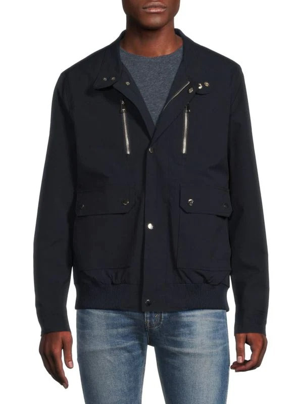 Other,Spring + Mercer, Spring + Mercer Navy Lighweight Zip Up Bomber Jacket, Blue, Medium-45-TagM