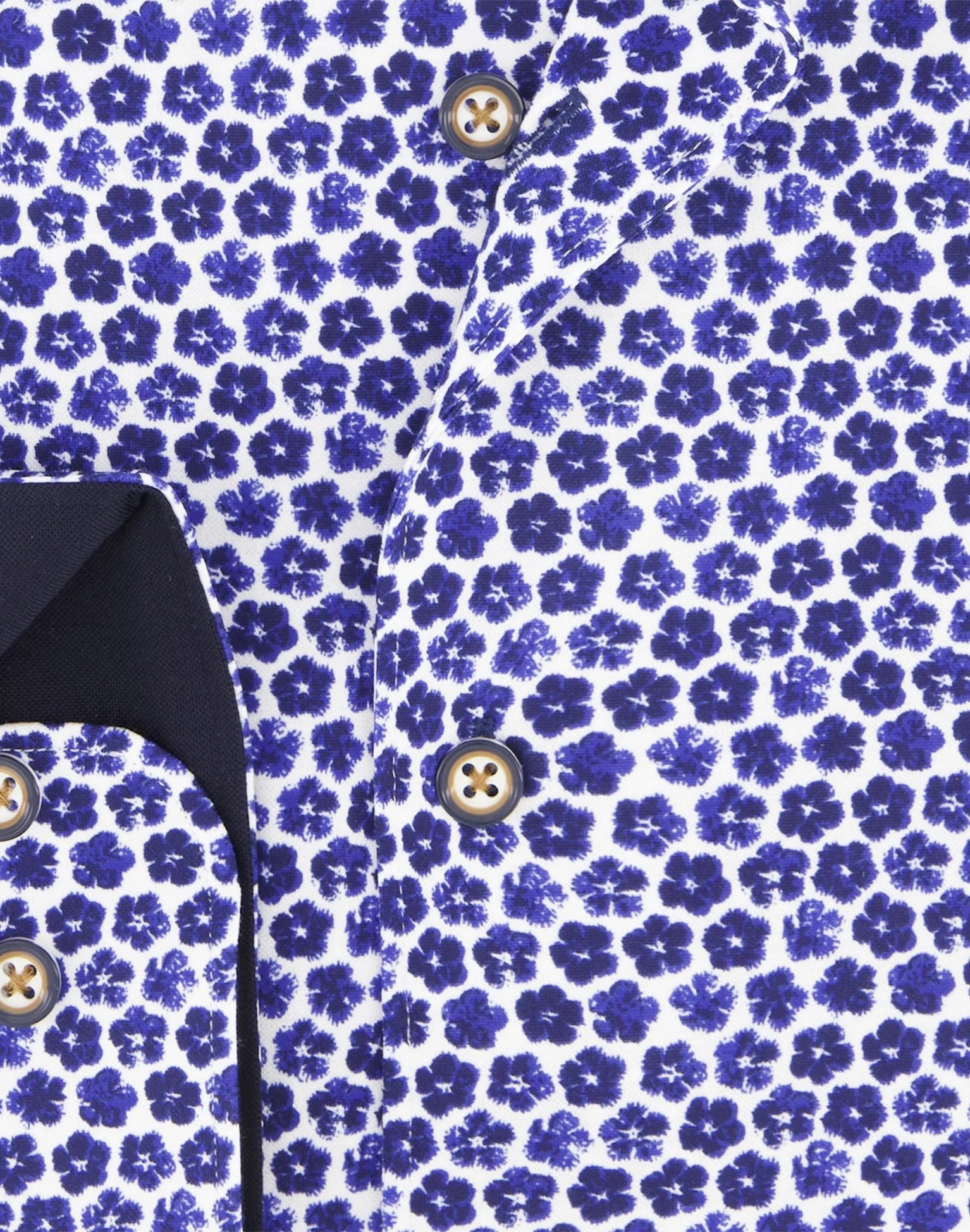 Brand Partner,R2 Amsterdam, R2 Amsterdam Blue Floral Print Knitted Pique Shirt, Blue, Large-44-Tag41