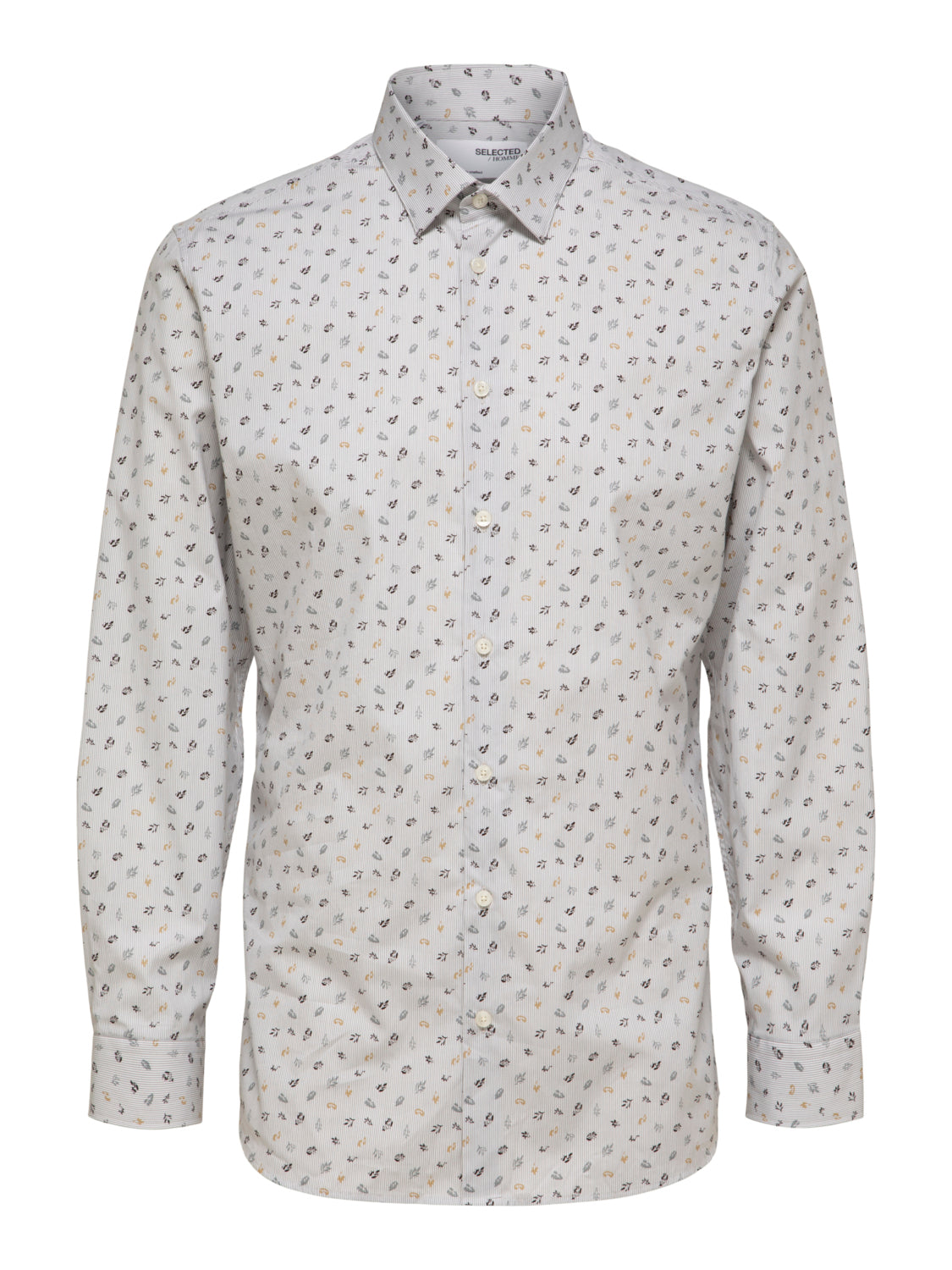 Wholesale,Selected Homme, Selected Homme White Leaf Print Shirt, White, Medium-44-TagL