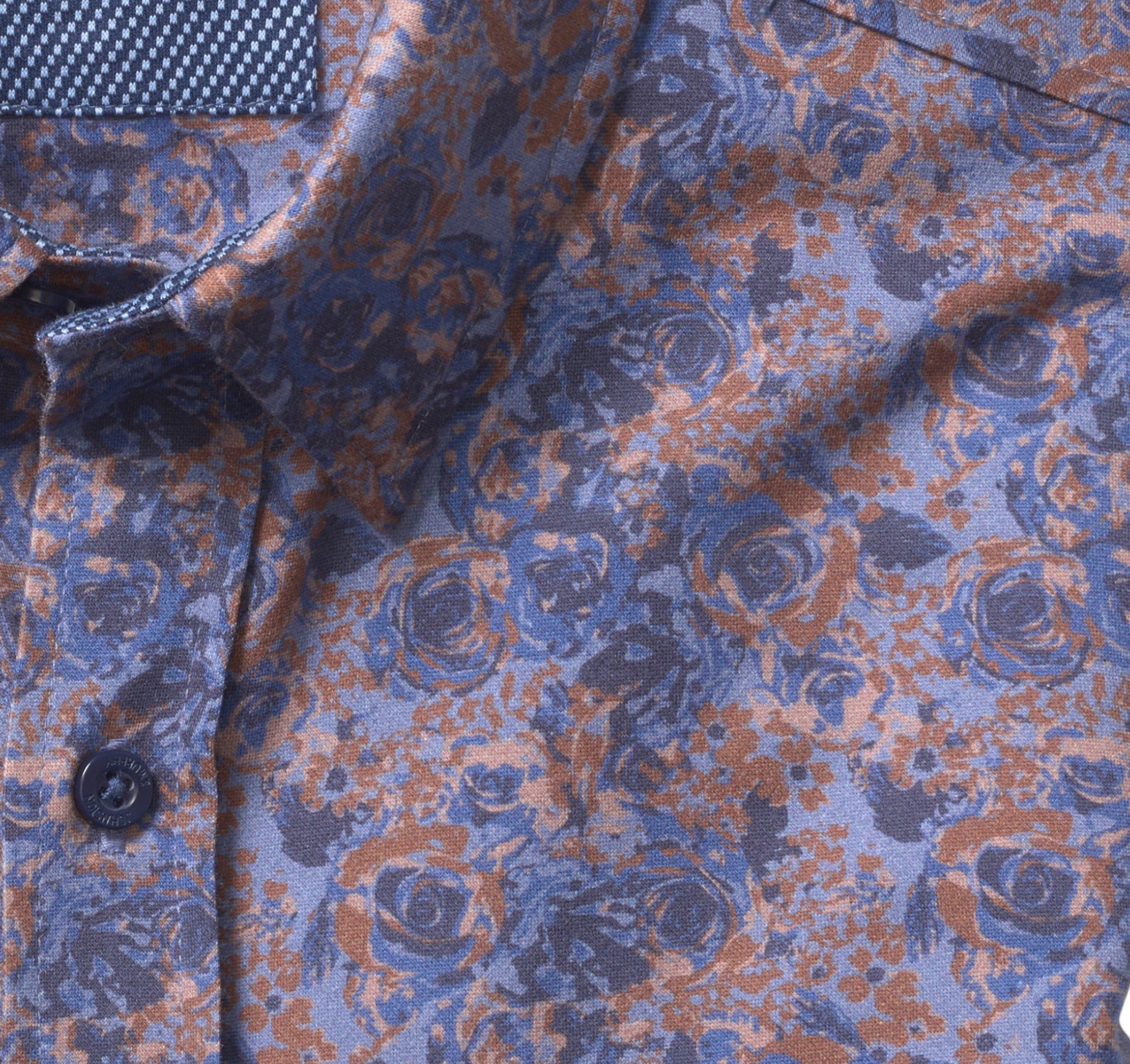 Wholesale,Johnston & Murphy, Johnston & Murphy Navy/Brown Floral Stretch Shirt, Blue, Small-42-TagSMedium-45-TagMLarge-48-TagLExtra Large-51-TagXLExtra Extra Large-54-TagXXL