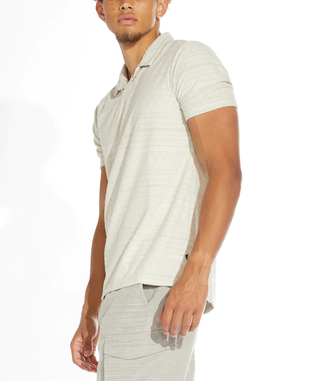 Wholesale,Civil Society, Civil Society Stone Jacquard Short Sleeve Resort Polo, Tan, Small-39-TagS