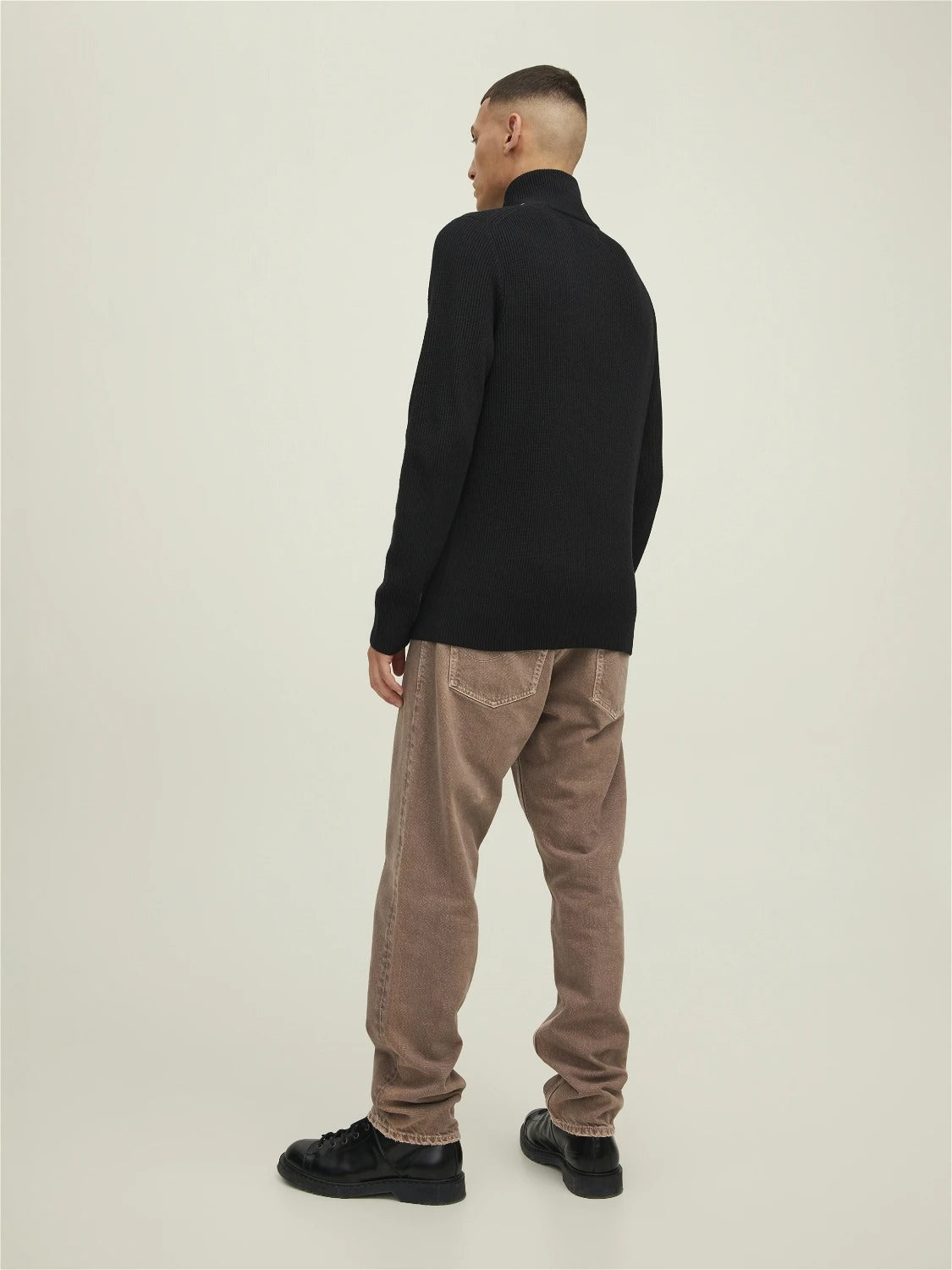 Wholesale,Jack & Jones, Jack & Jones Black Rib Knit Half Zip Sweater, Black, Extra Small-38-TagXSSmall-38-TagSMedium-41-TagMMedium-42-TagLLarge-46-TagXL