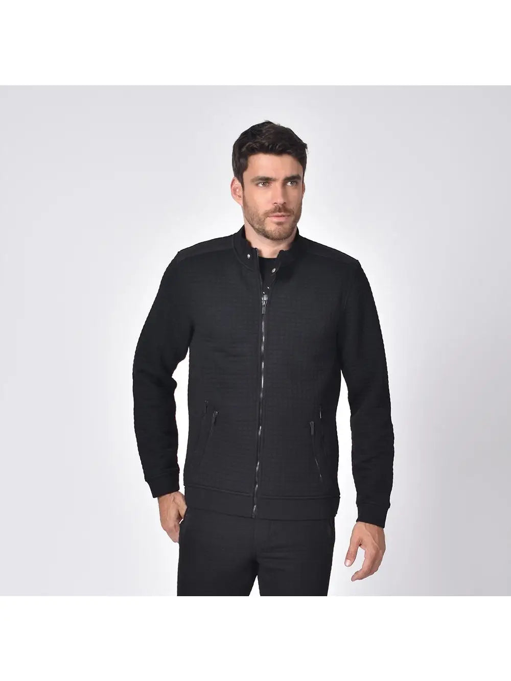 Faire,Eight X, Eight X Black Quilted Moto Zip Up Jacket, Black, Medium-44-TagM