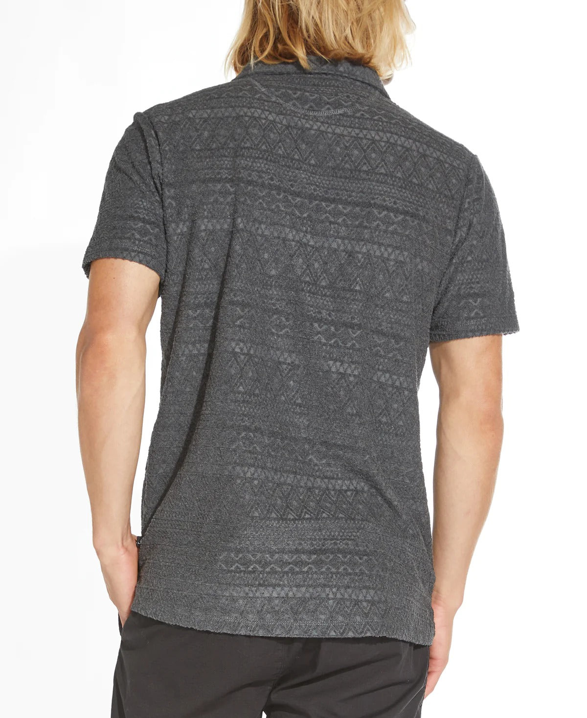 Wholesale,Civil Society, Civil Society Heather Dark Charcoal Jacquard Short Sleeve Resort Polo, Grey, Medium-41-TagM