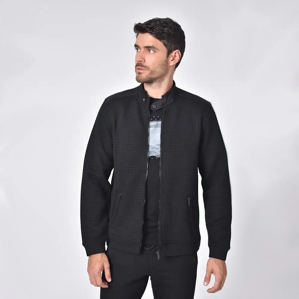 Faire,Eight X, Eight X Black Quilted Moto Zip Up Jacket, Black, Large-46-TagL
