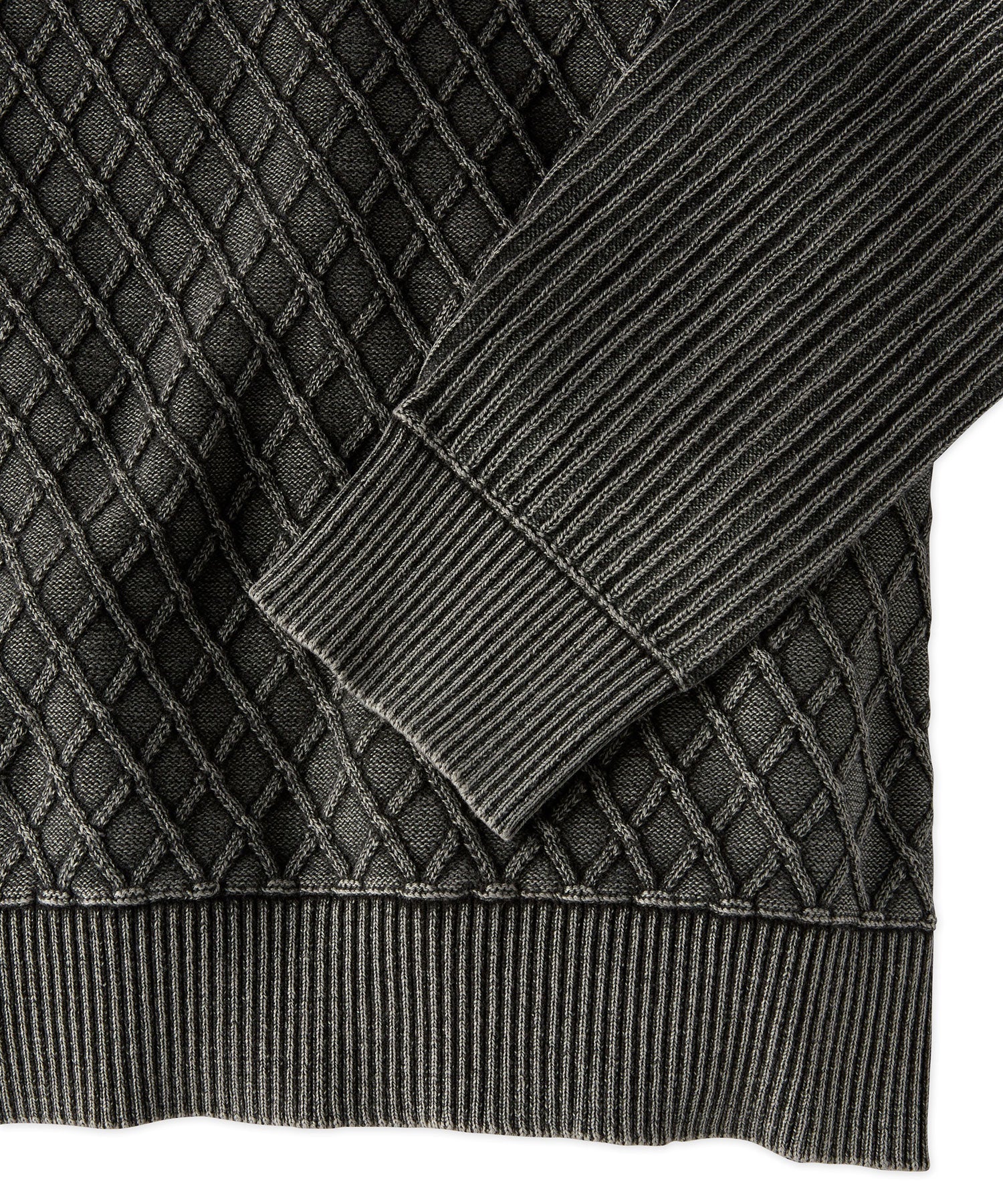 Brand Partner,Borgo28, Borgo28 Charcoal Diamond Pattern Button Mock Collar Pullover, Grey, Large-44-TagL