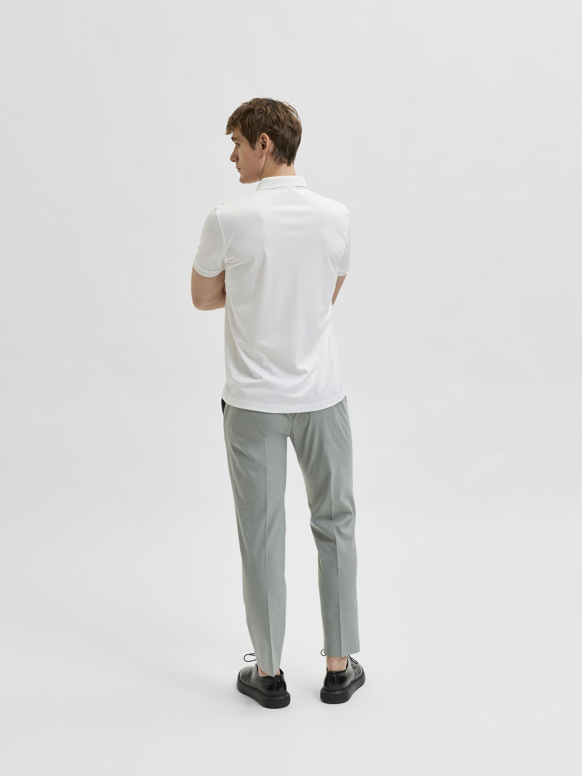 Wholesale,Selected Homme, Selected Homme White Half Zipper Short Sleeve Polo, White, Large-43-TagM