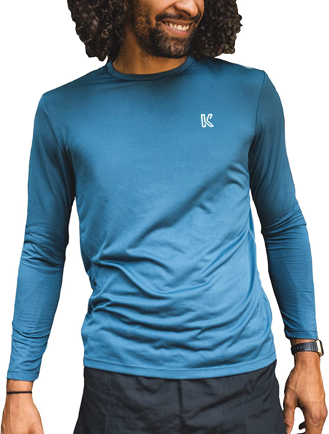 Taelor.Style, Koup Teal Cinnamon-Infused Anti-Odor Longsleeve Performance Tee, Blue, Medium-41-TagM