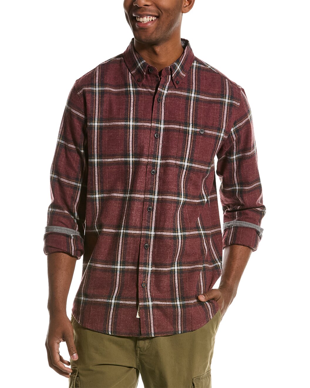 Other,Weatherproof, Weatherproof Vintage Maroon Plaid Flannel Shirt, Red, Large-47-TagL