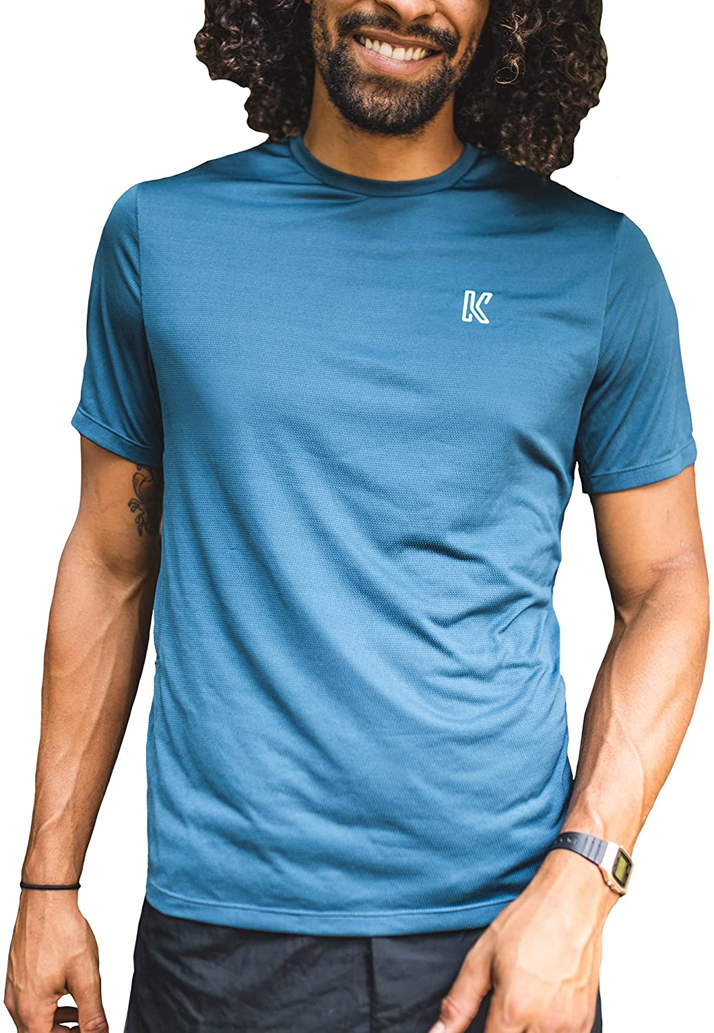 Brand Partner,Koup, Koup Teal Cinnamon-Infused Anti-Odor Shortsleeve Performance Tee, Blue, Medium-43-TagM