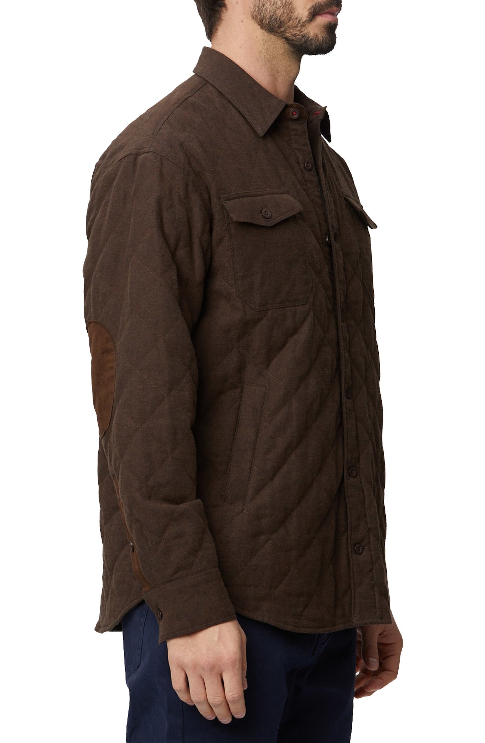 Nordstrom Rack, RAINFOREST Brown Quilted Brushed Twill Shacket, Brown, Medium-44-TagM
