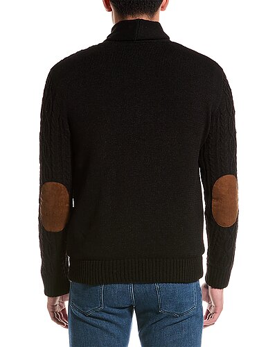 Other,American Stitch, American Stitch Black Cable Knit Elbow Patch Sherpa Lined Cardigan, Black, Medium-44-TagM