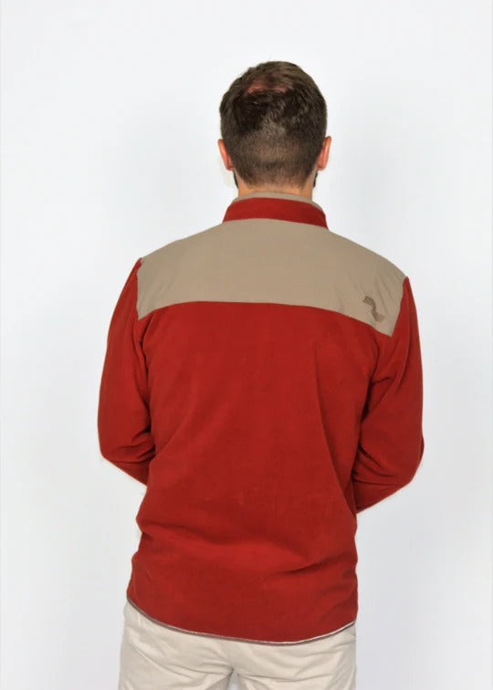 Brand Partner,Wise River, Wise River Rust/Tan Full Zip Fleece Jacket, Red, Extra Extra Large-50-TagXXL