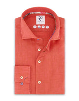 R2 Amsterdam Orange Linen Long Sleeve Shirt Contrast print with Classic Buggy Paisley