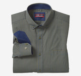 Johnston & Murphy Olive/Navy Stretch Performance Long Sleeve Button Up Shirt