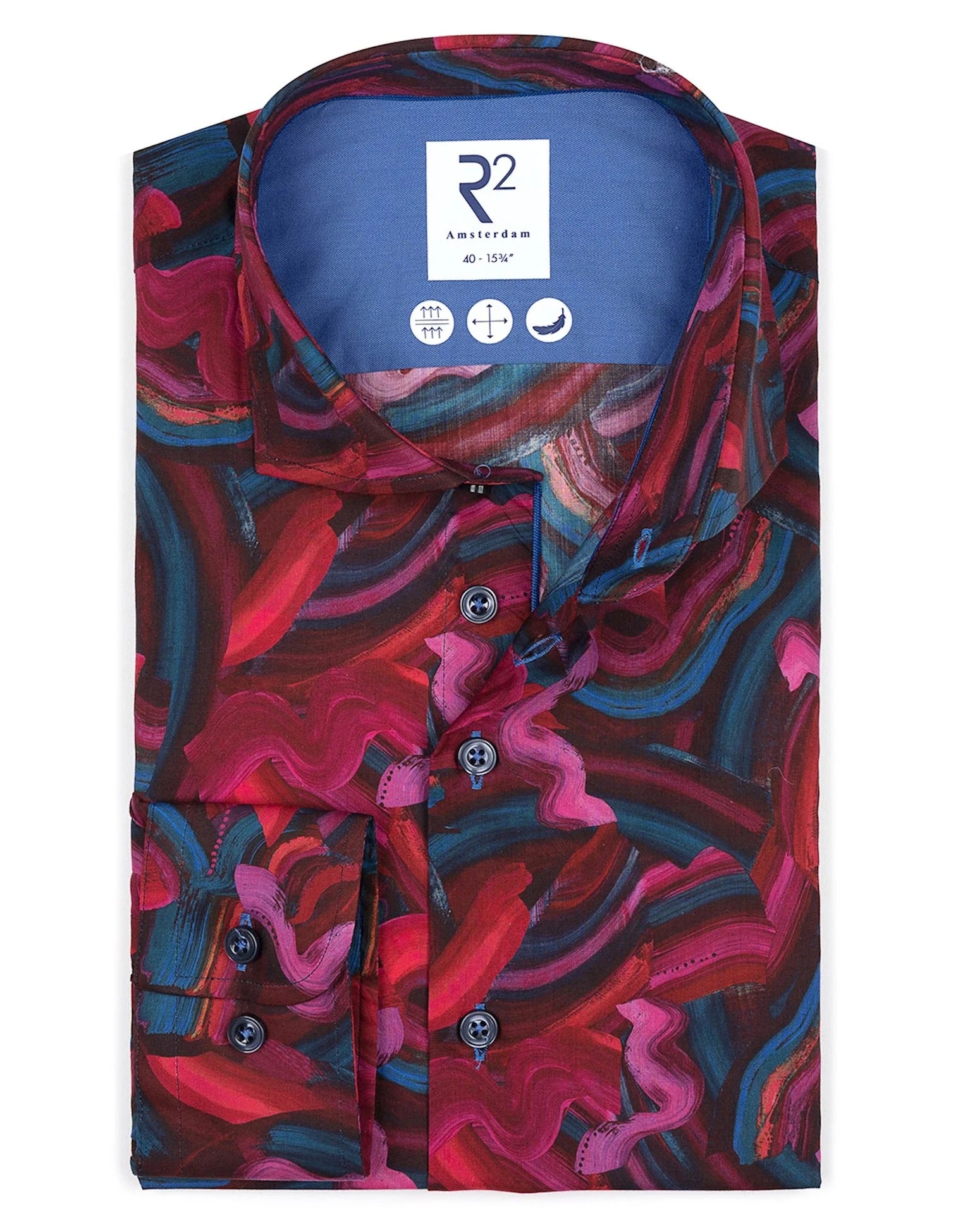 Brand Partner,R2 Amsterdam, R2 Amsterdam Multicolor Abstract Print Cotton Shirt, Pink, Small-41-Tag39Medium-42-Tag40