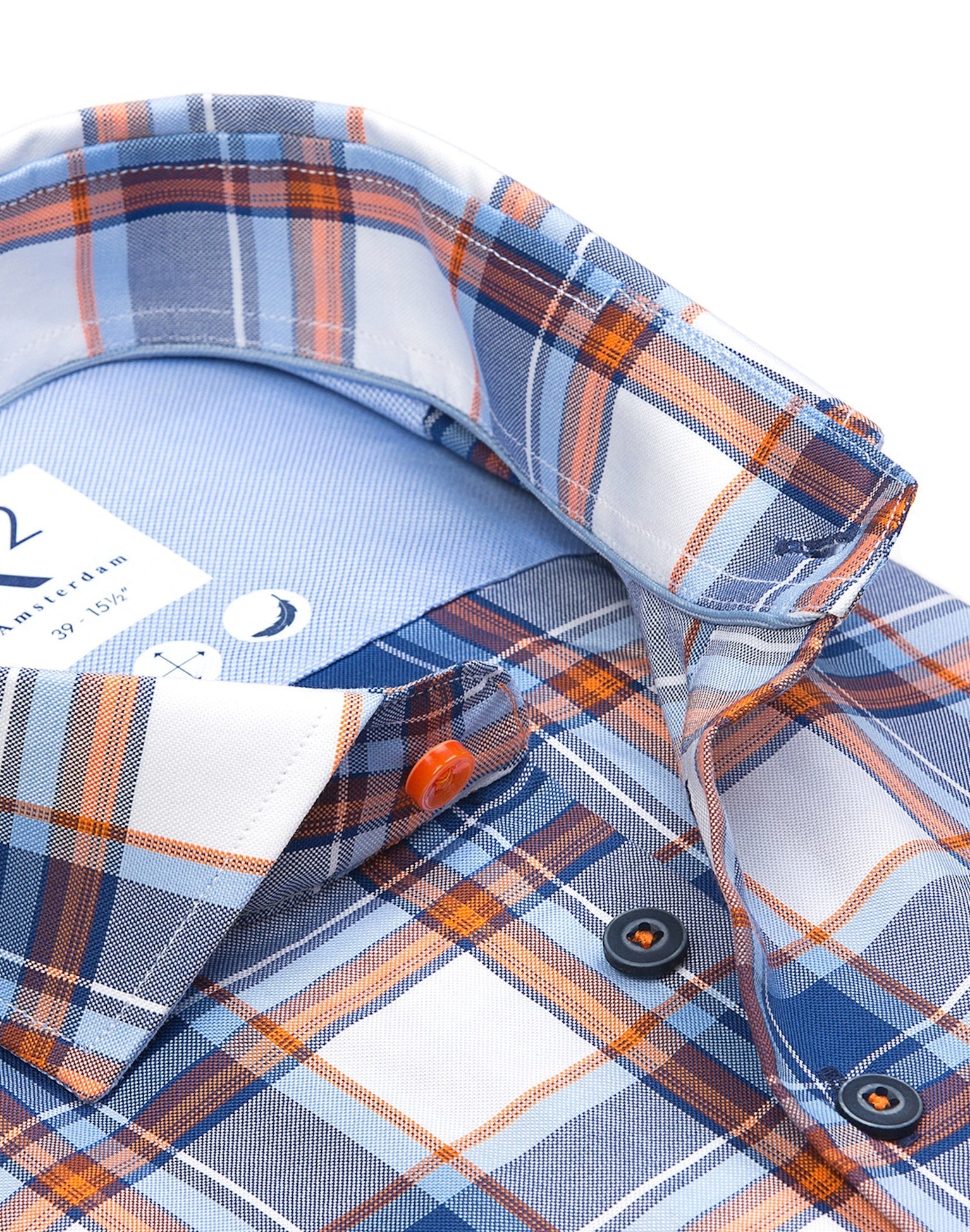 Brand Partner,R2 Amsterdam, R2 Amsterdam Blue Check Cotton Oxford Shirt, Blue, Medium-44-Tag41