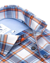 R2 Amsterdam Blue Check Cotton Oxford Shirt