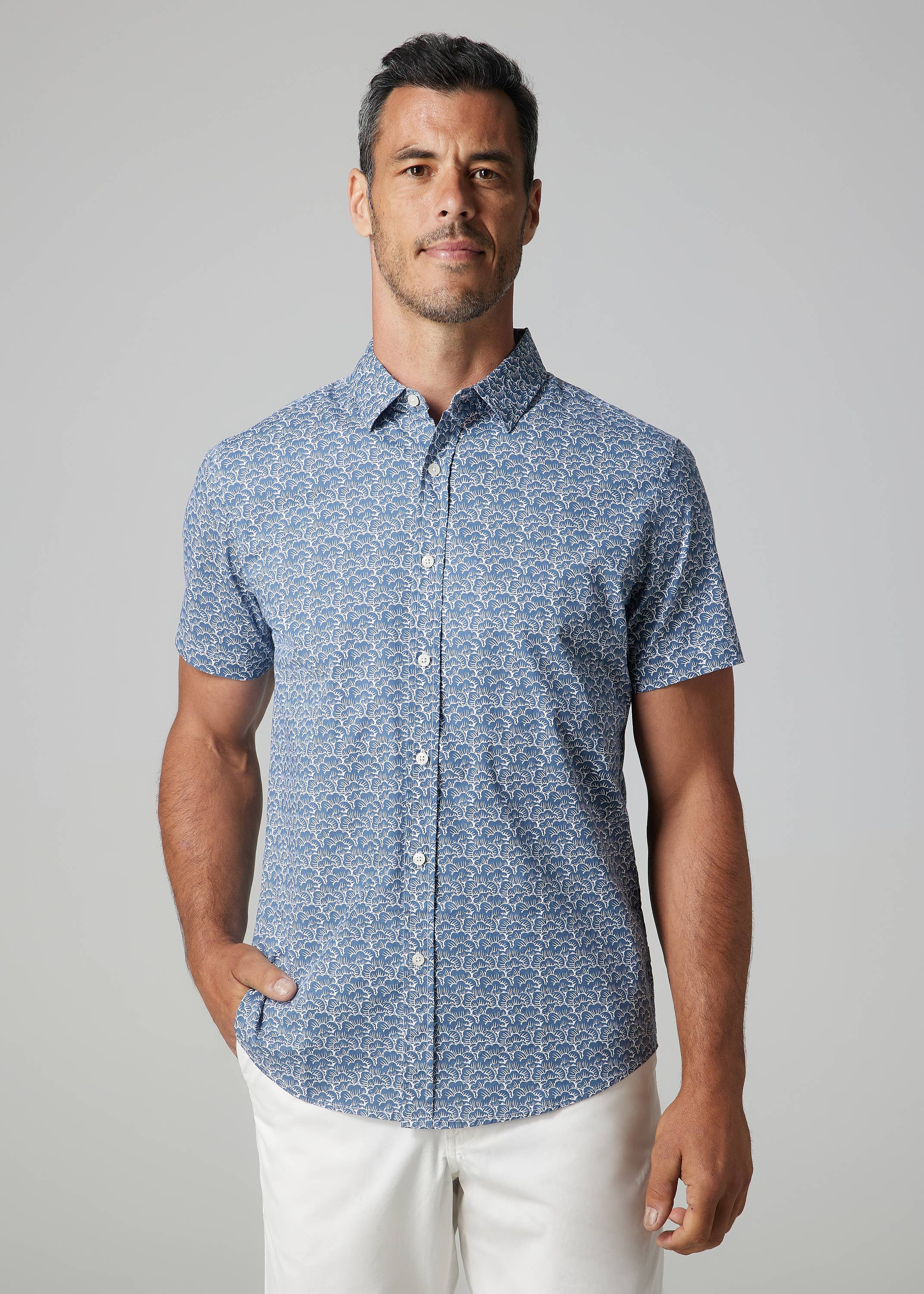 Faire,Julian & Mark, Julian & Mark Blue Floral Print Shirt, Blue, Medium-42-TagM