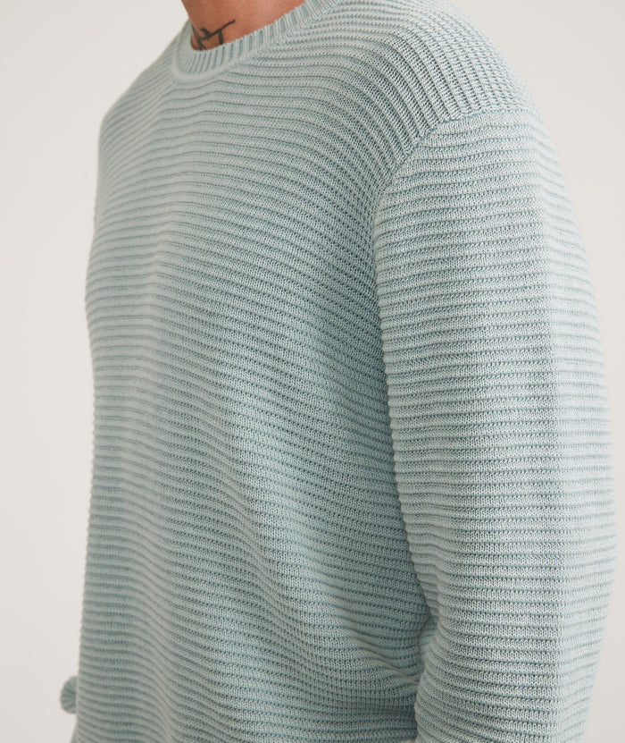 Wholesale,Marine Layer, Marine Layer Light Blue Garment Dye Cotton Crewneck Sweater, Blue, Medium-44-TagM