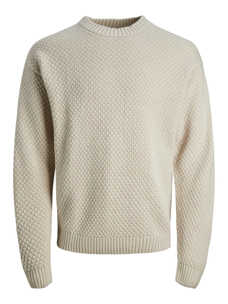 Wholesale,Jack & Jones, Jack & Jones Oatmeal Knit Crewneck Sweater, Tan, Small-40-TagSMedium-42-TagMLarge-45-TagLExtra Large-47-TagXLExtra Extra Large-49-TagXXL