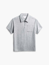 Ministry of Supply Heather Grey Short Sleeve Zip Polo