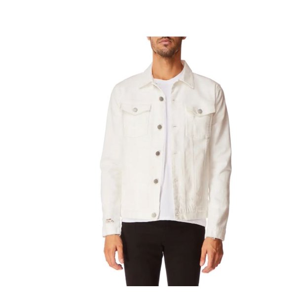 J Brand White Distressed Denim Jacket