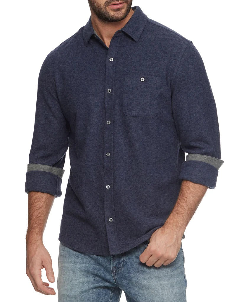 Wholesale,Flag & Anthem, Flag & Anthem Heather Navy Hero Flannel Shirt, Blue, Medium-42-TagM