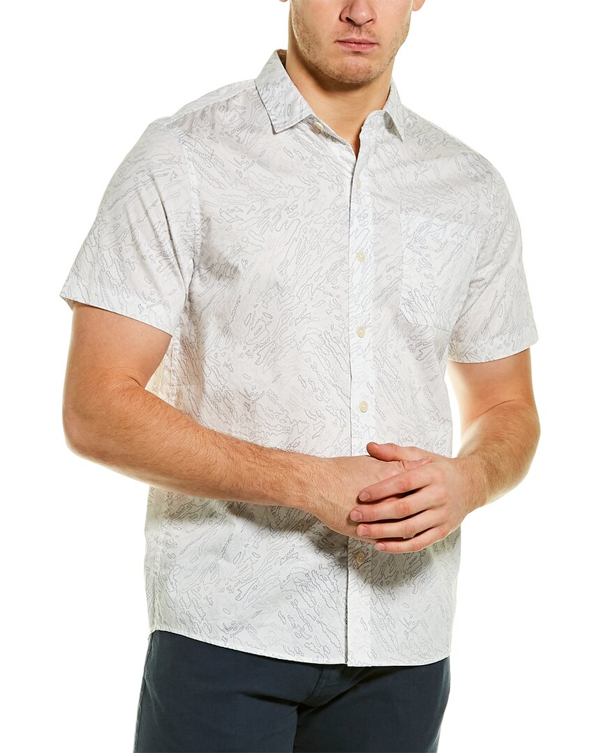 GILT,J Brand, J Brand White Sketch Camo Print Short Sleeve Button Up Shirt, White, Small-40-TagS