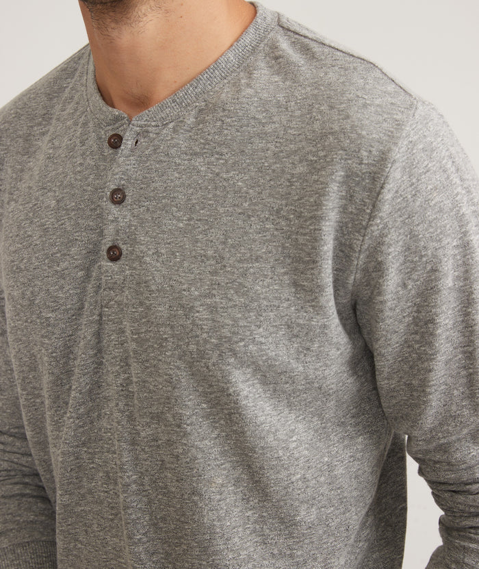 Wholesale,Marine Layer, Marine Layer Heather Grey Long Sleeve Double Knit Henley, Grey, Extra Large-47-TagXL