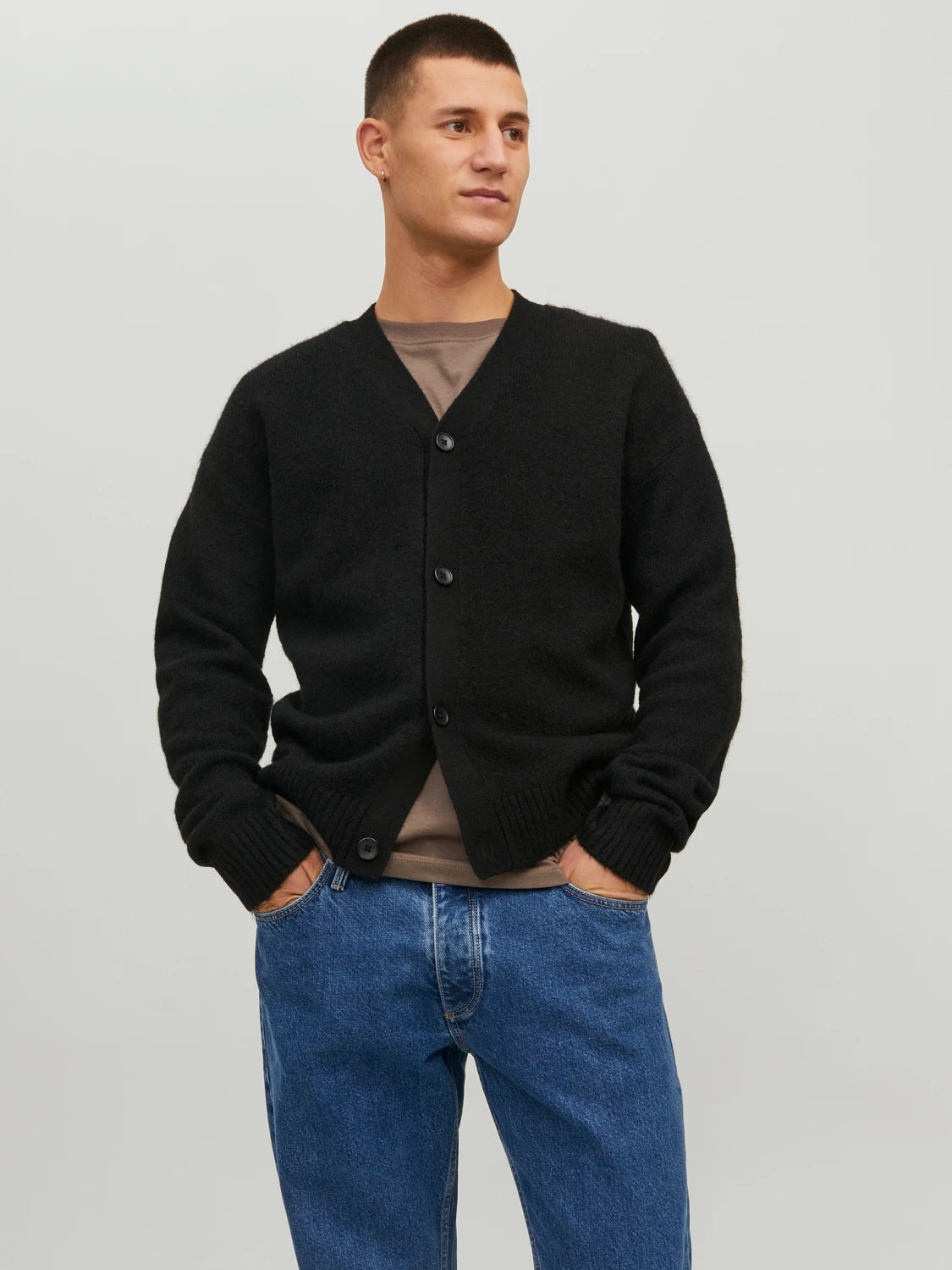 NORDSTROM RACK, Jack and Jones Black Knit Cardigan, Black, Extra Extra Large-51-TagXXLMedium-43-TagMSmall-41-TagSMedium-42-TagM