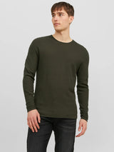 Jack & Jones Olive Green Knit Crew Neck Pullover