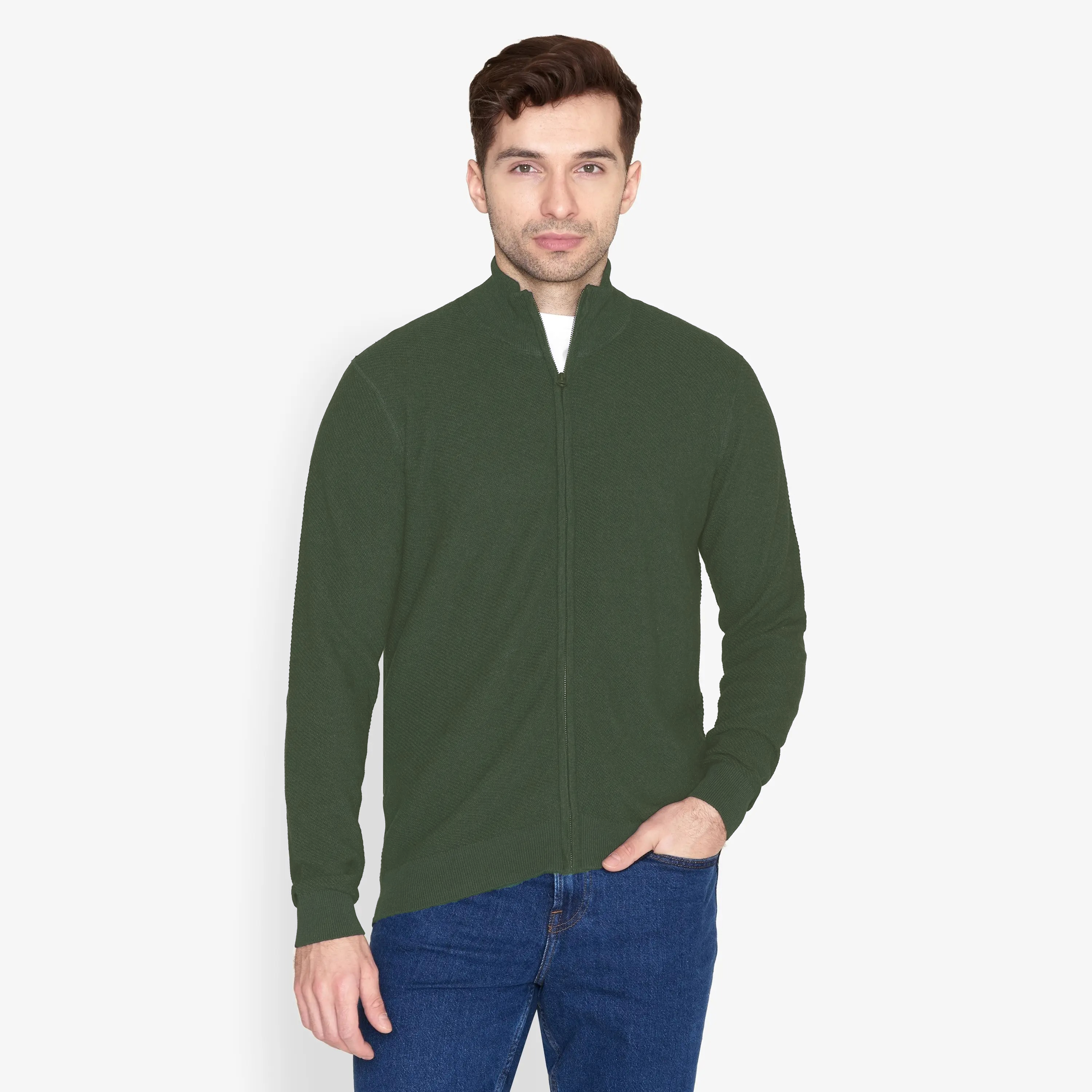 Faire,Signal Clothing, Signal Clothing Green Full Zip Cotton Sweater, Green, Medium-42-TagM