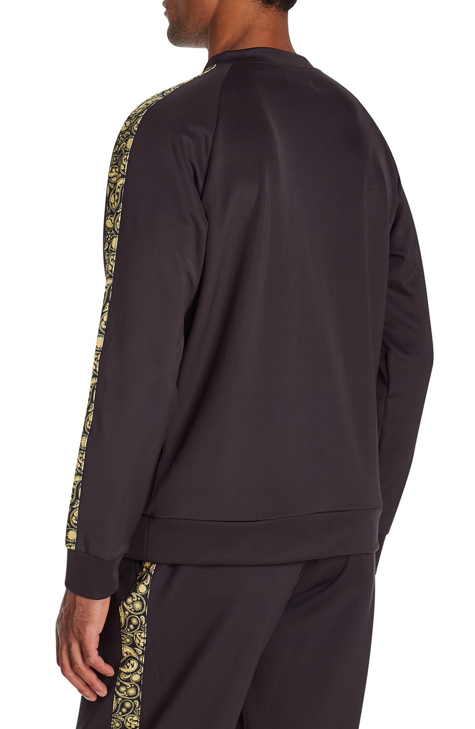 Nordstorm Rack,Tallia, Tallia Black Paisley Stripe Detail Raglan Pullover, Black, Small-41-TagS