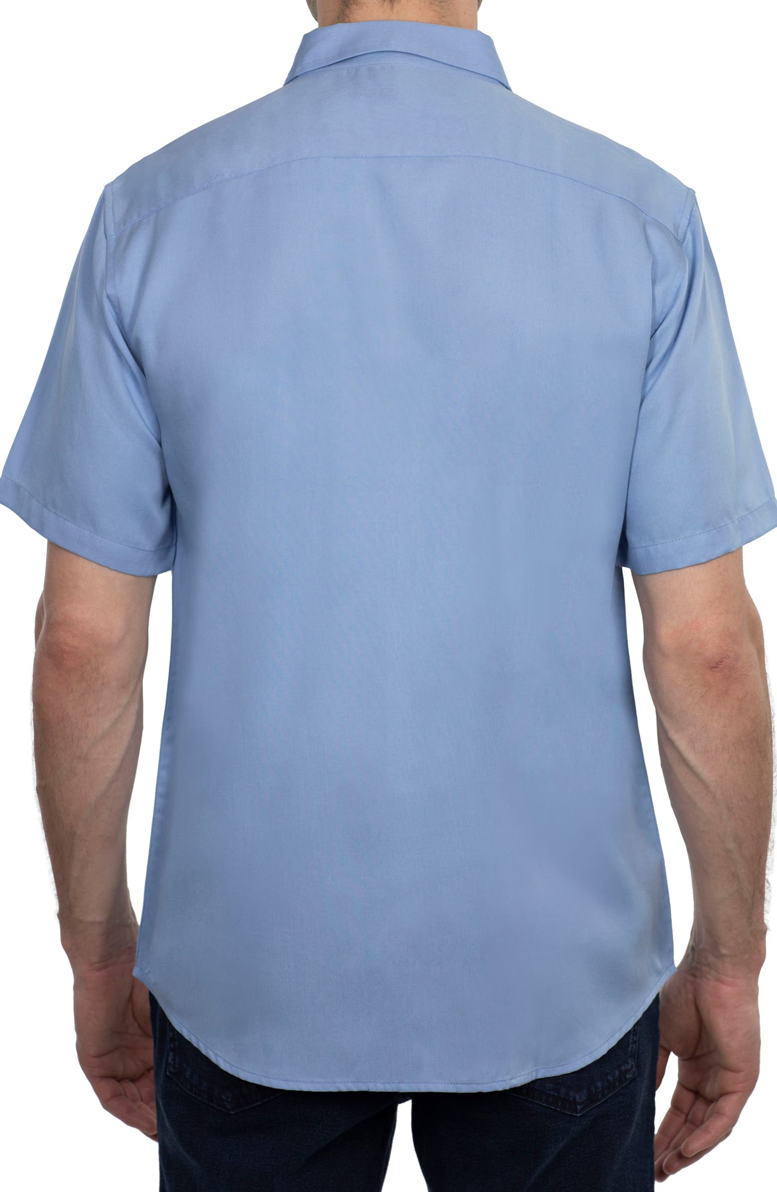 Nordstorm Rack,Slate & Stone, Slate & Stone Blue Rayon Short Sleeve Button Up Shirt, Blue, Small-41-TagS