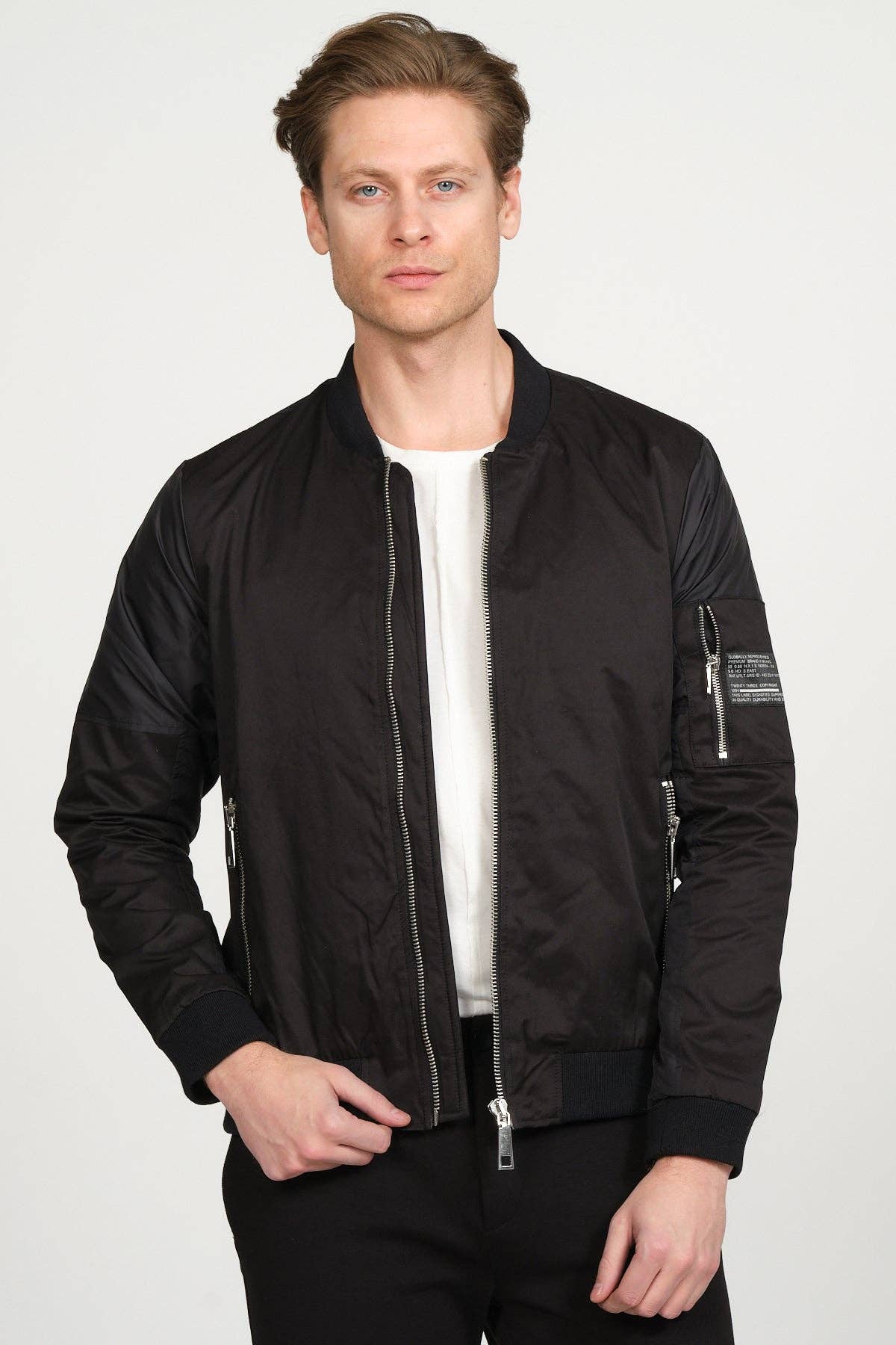 Faire,RNT 23, RNT 23 Black Bomber Jacket, Black, Large-47-TagXL