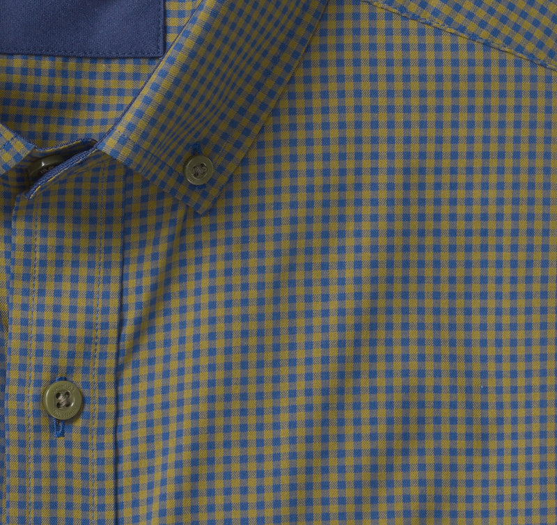 Johnston & Murphy Olive/Navy Stretch Performance Long Sleeve Button Up Shirt