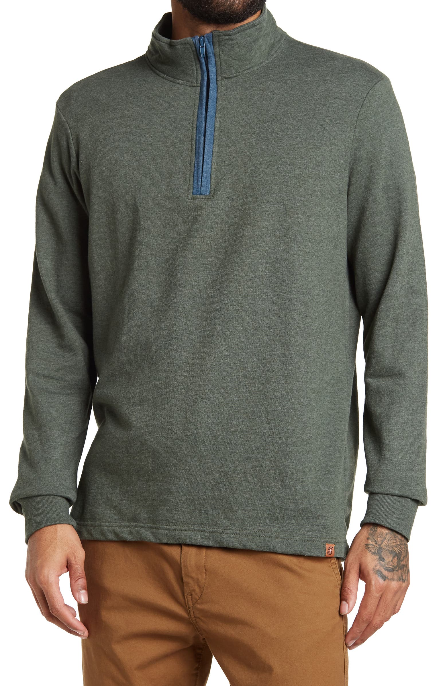Nordstorm Rack,Copper + Oak, Copper + Oak Forest Green Heather Quarter Zip Pullover, Green, Medium-44-TagM