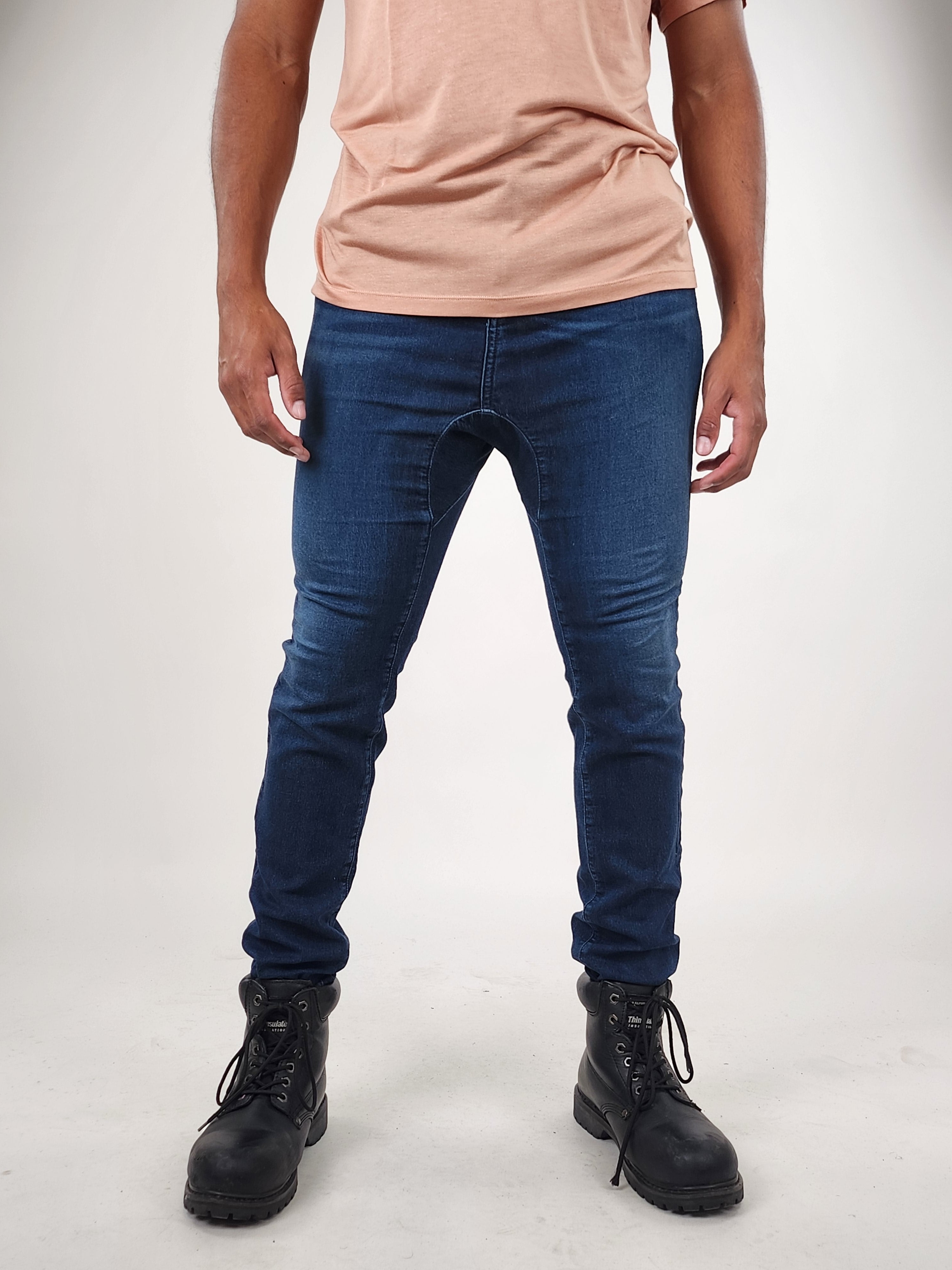 Wholesale,Reesedeluca, Reese De Luca Dark Blue Skinny Leg Stretch Denim Pants with Drop Crotch, Blue, 33W-32L-TagM