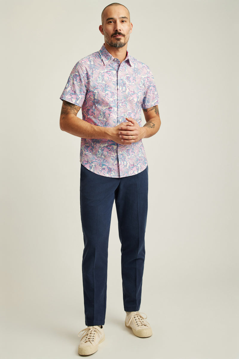 Bonobos Pink/White Riviera Slim Short Sleeve Shirt