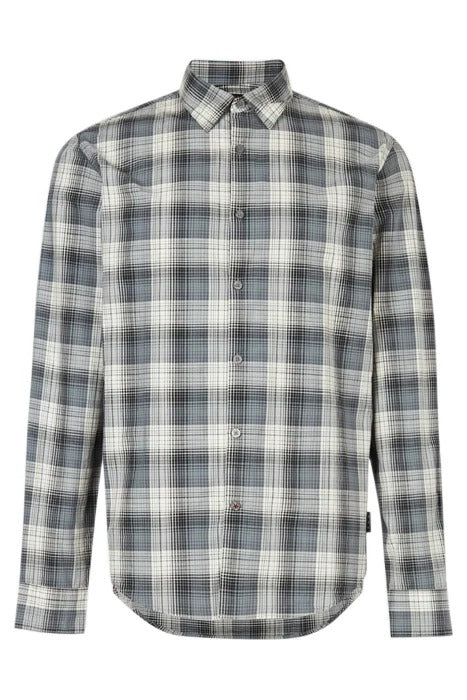 Otrium,John Varvatos, John Varvatos Grey Plaid Button Up Shirt, Grey, Medium-42-TagM