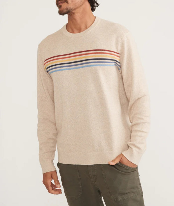 Marine Layer Oatmeal Stripe Long Sleeve Thompson Sweater