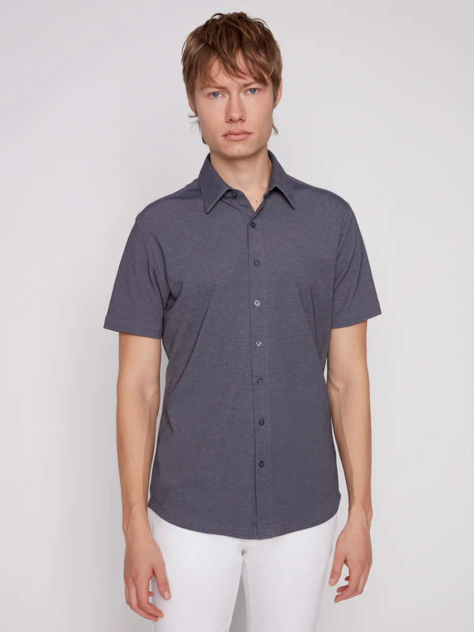 Wholesale,Projek Raw, Projek Raw Indigo Knit Short Sleeve Shirt, Blue, Small-39-TagS