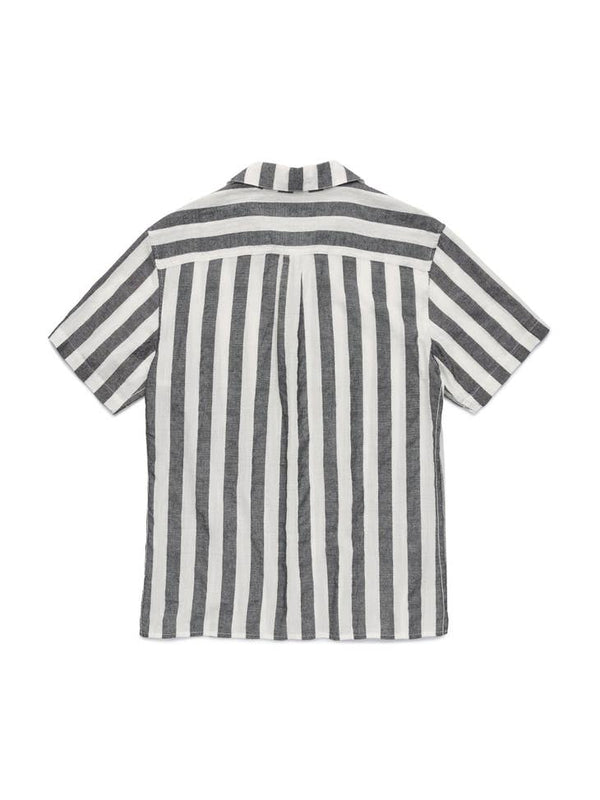 Surfside Supply Dark Grey & White Vertical Stripe Airy Camp Collar Short Sleeve Shirt