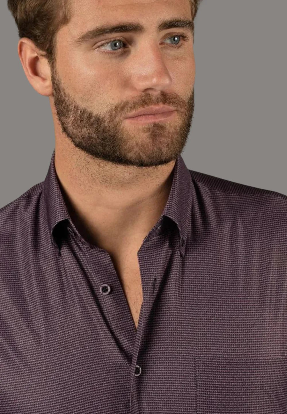 Wholesale,American Heritage, Visconti Black Purple/Black Dotted Performance Stretch Shirt, Purple, Small-42-TagSMedium-44-TagMLarge-46-TagLExtra Large-48-TagXLExtra Extra Large-50-TagXXL