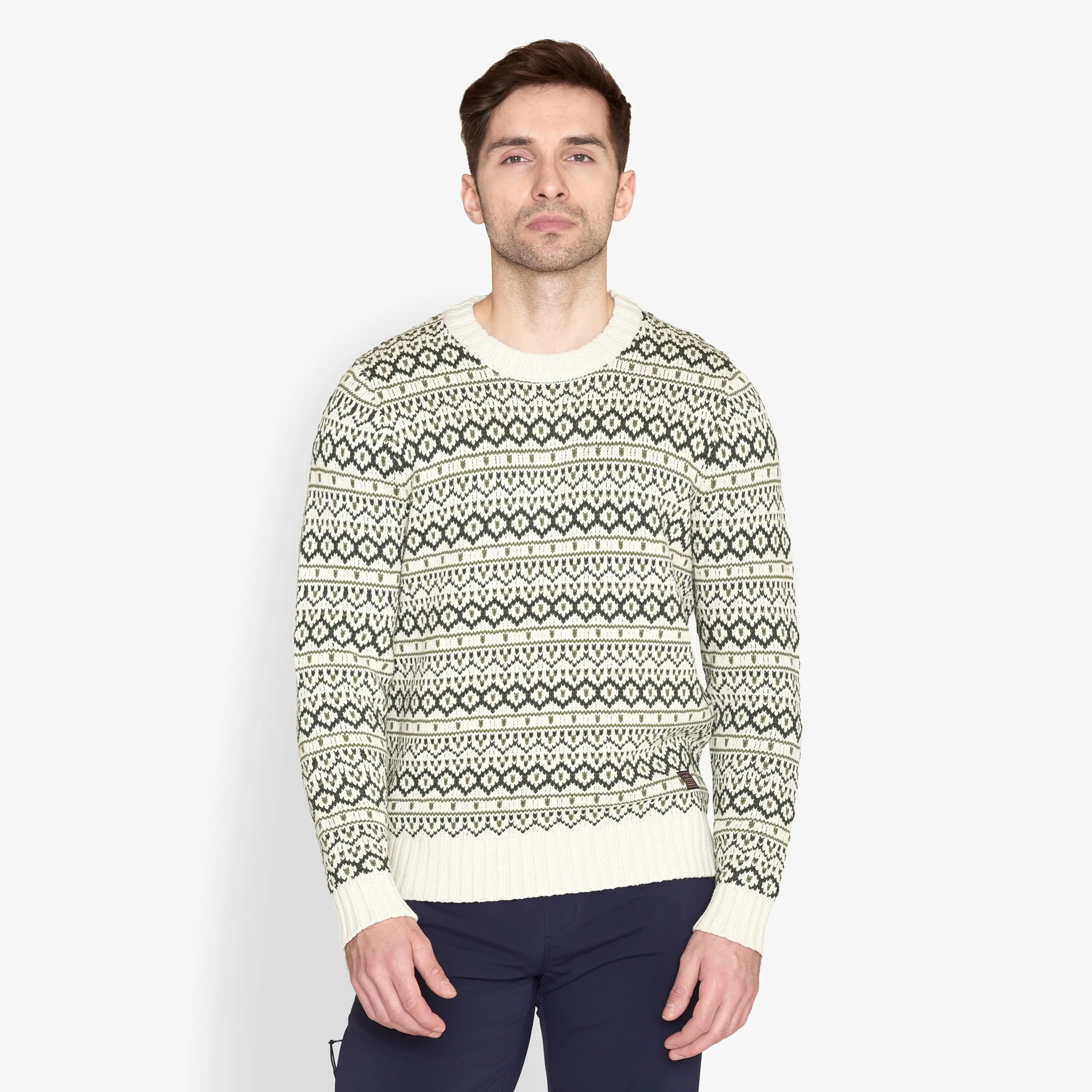 Faire,Signal Clothing, Signal Clothing Beige Jacquard Cotton Sweater, Tan, Large-45-TagL